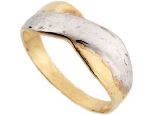 10k or 14k Two-Tone Yellow and Two Tone Gold Lovely Criss Cross Overlap Ring