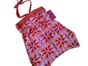 NWT GREEN SODA ORANGE & RED COLOR TIE DYE W/ GLITTER NECK STRAP TOP Sz 6-6 X - Imagen 1 de 4