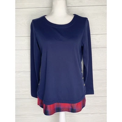 Sudadera Izod para mujer azul imitación a cuadros capa talla pequeña Foto 1 de 3