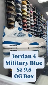 NIKE AIR JORDAN 4 RETRO OG MILITARY BLUE SZ 9.5 FV5029-141 AUTHENTIC CLEAN BOX - Picture 1 of 5