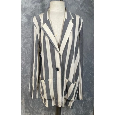 Chaqueta Blazer Vintage Años 90 Contempo Casuals Gran Tamaño Rayas Un Botón M EE. UU. Foto 1 de 4