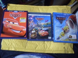 (3) Disney Pixar Cars 3-D Blu-Ray/DVD Lot: Cars 1, 2 & 3   All 3 Movies!! - Picture 1 of 1