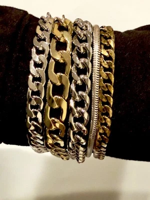 珍妮鸟镀金、银色和铂金奥斯汀袖手链 (043) — 第 1/4 张图片