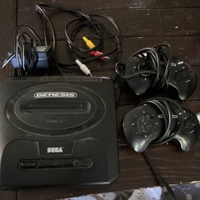 SEGA Genesis Black Console Bundle w/ 2 Controllers, AV & Power Cables