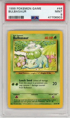 1999 POKEMON GAME BULBASUR - PSA 9 - #44 44/102 GENUINE - Image 1 of 2