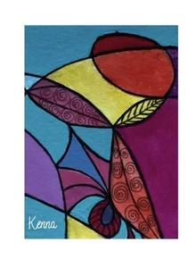 Aceo By Kenna Painting Abstract Swirls 2 Original Art Card 2.5” X 3.5” Signed - Picture 1 of 4