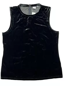 NWT GAP Velvet Velour Tank Top Sz M-L Black Stretch Zip Closure #519317 - Picture 1 of 8