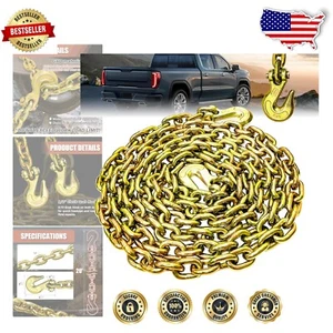 Multi-Purpose G80 Towing Chain 1/2 Inch x 20 Foot - Secure & Safe Transport - Picture 1 of 8