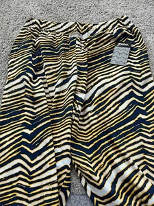 PANTALONE CALCIO ZUBAZ stile retrò blu-giallo ventaglio ampio uomo XL-Michigan colori - Foto 1 di 1