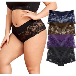 Timothee Women's Underwear Plus Size Panties Lace Boyshorts Cheeky Panty Hips... - Picture 1 of 7