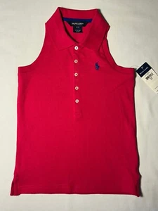 New Polo Ralph Lauren Girls Small Size 7 Pink Mesh Sleeveless Shirt Collar - Picture 1 of 6