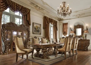 High End Classic Vienna European Golden/ walnut Finish 9 Pcs Dining Set - Picture 1 of 3
