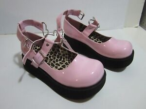 DEMONIA Baby Pink Heart - Ring Goth Lolita Platform Mary Janes Shoes Size 12