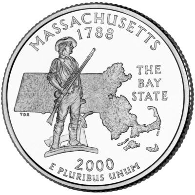 USA quarter coin, 25 cents, Massachusetts, 2000 - Image 1 of 2