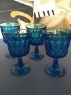 BEAUTIFUL SET OF 4 VINTAGE NORITAKE PERSPECTIVE BLUE GLASS WINE/WATER GOBLETS 