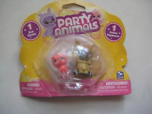 PARTY ANIMALS TOY 1 Pink BEAR & 1 COSTUME 2010 Spin Master NEW - Picture 1 of 3