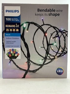 100 LED Multicolor Bendable Christmas Light Set Outdoor Holiday Decor Green Cord - Picture 1 of 2