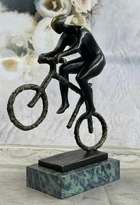 Vintage-Large-Contemporary-Bronze-Cyclist-Sculpture -Figurine-Ornament-Mid Centu - Picture 1 of 7