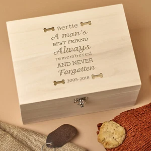 Personalised Laser Engraved Wooden Dog, Cat, Pet Keepsake Memory Box - Phrase - Bild 1 von 3