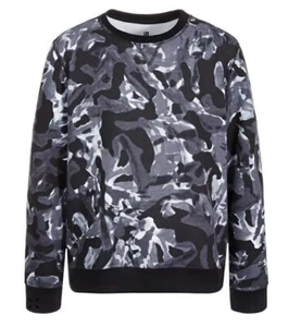 ID IDEOLOGY Little Boys Black/White Waves L/S Crew Neck Fleece Sweatshirt NWT - Picture 1 of 8