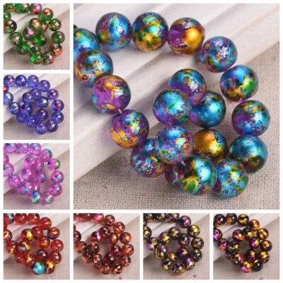 Shiny Coated Round 6mm 8mm 10mm Crystal Glass Loose Beads For Jewelry Making - Image 1 of 3