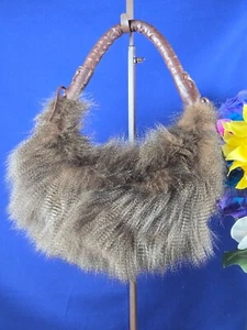 Blu deep fur leather Milano hobo shoulder bag - Picture 1 of 8