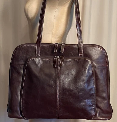 BUXTON Euro Grande Cuero Bolso de Hombro Cremallera Cartera Laptop Maletín Marrón px Foto 1 de 4