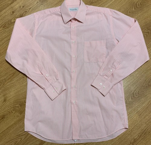 Camicia abito da uomo Christian Dior cotone manica lunga taglia 15 1 2 vintage
