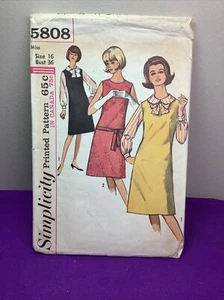 1964 Retro Simplicity 5808 Sleeveless Dress Jumper Blouse Size 16 CUT    X16 - Picture 1 of 4