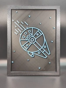 Glow-in-the-Dark Millennium Style Ship – 3D Wall Art – Sci-Fi Decor Gift - Picture 1 of 3