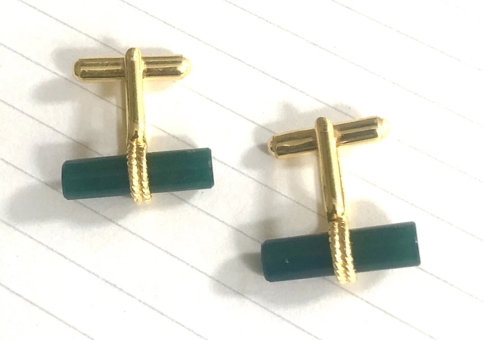Vintage Jade Cufflinks, Boxed, Excellent Condition 925 - image 1 of 4