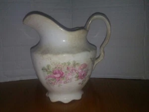 K.T. & K. CO. | Antique Pitcher | Semi-Vitreous Porcelain | Floral Design - Picture 1 of 12