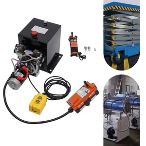 8qt Double Acting Hydraulic Pump 12V DC Dump Trailer Wireless Remote Power Unit - Picture 1 of 18