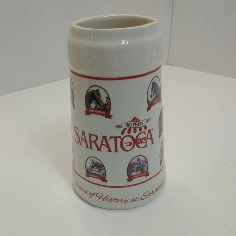 Saratoga Race Course 2013 NYRA 150th Anniversary Ceramic Stein Rachel Alexandra Cover