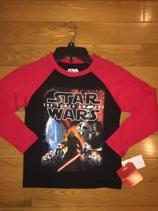 NWT Boys Star Wars The Force Awakens Shirt Black Red L/S Darth Vader Clone 4 - Picture 1 of 3