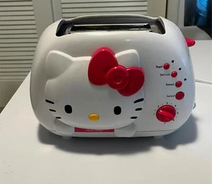 Used Hello Kitty Sanrio KT5211 Red & White 2 Slice Wide Slot Bagel Toaster - Picture 1 of 12