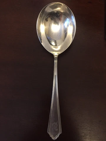Watson Sterling Silver John Alden Stuffing Spoon 81/4 Inches 78.3 Grams Monogram Cover