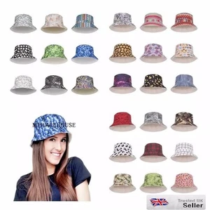 NEW LADIES FLORAL DESIGN RETRO SUN HAT WOMEN'S BEACH SUMMER SUN BUCKET HAT - Picture 1 of 18
