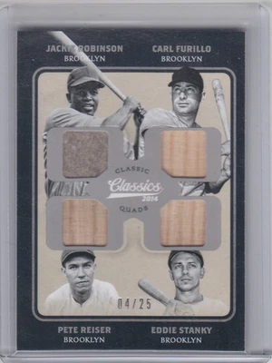 2014 Джеки Робинсон Reiser Panini Classics QUAD BAT Джерси /25 - #14 Dodgers - Изображение 1 из 2