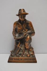 Vintage The Bank of California Gold Miner Brass Bank NO KEY Collectible - Picture 1 of 10