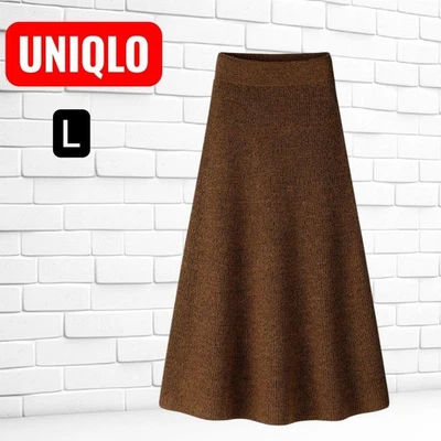 UNIQLO U Falda Acampanada Marrón Talla L Cintura Elástica Nueva Foto 1 de 4