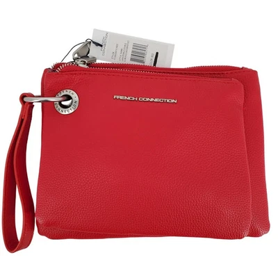 French Connection Lara Pebble Double Slim Pouches Wristlet Red FCWH24210 NWT NEW - Image 1 of 4