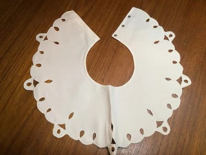 Vintage White Rayon Pique Cutwork Neck Collar With Snap Closure Made In Japan - Picture 1 of 7