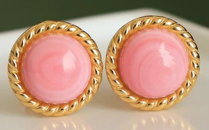 11-12 mm   queen conch pink abalone earring  925 sterling silver - Picture 1 of 9