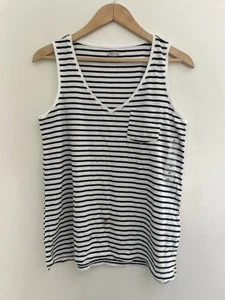 Old Navy Everywear Women's Striped Cotton Sleeveless V-Neck Pocket Top Black M - Picture 1 of 4