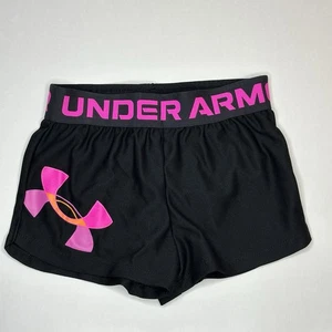 Under Armour Girls' Play Up Graphic Logo Shorts Black Size 4 - Picture 1 of 5