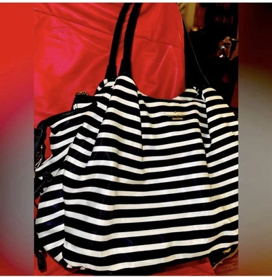 Kate Spade Black & White Striped Diaper Bag/Shoulder Bag. See Pics. - Image 1 of 4