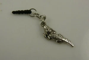 Aligator cell phone or fits Ipad charm ear cap dust plug cute silvertone - Picture 1 of 7