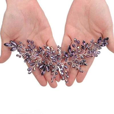  Accesorios para el cabello de novia cristal púrpura vid diadema dorada noche fiesta  Foto 1 de 2