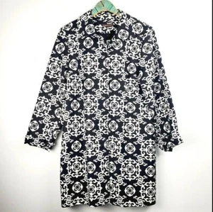 Adrienne Vittadini Blanc Noir Black White Long Coat Sz XL NICE! - Picture 1 of 9
